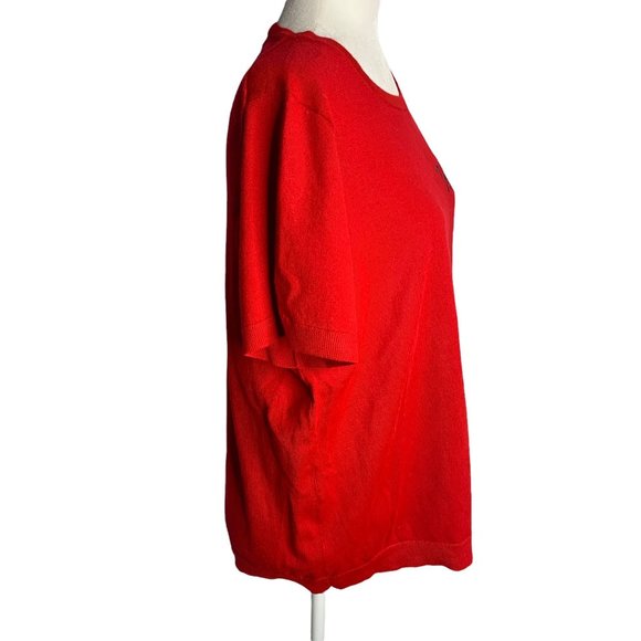 Lands End Embroidered Short Sleeve Sweater XL Red Las Vegas Knit Round Neck - Picture 6 of 7